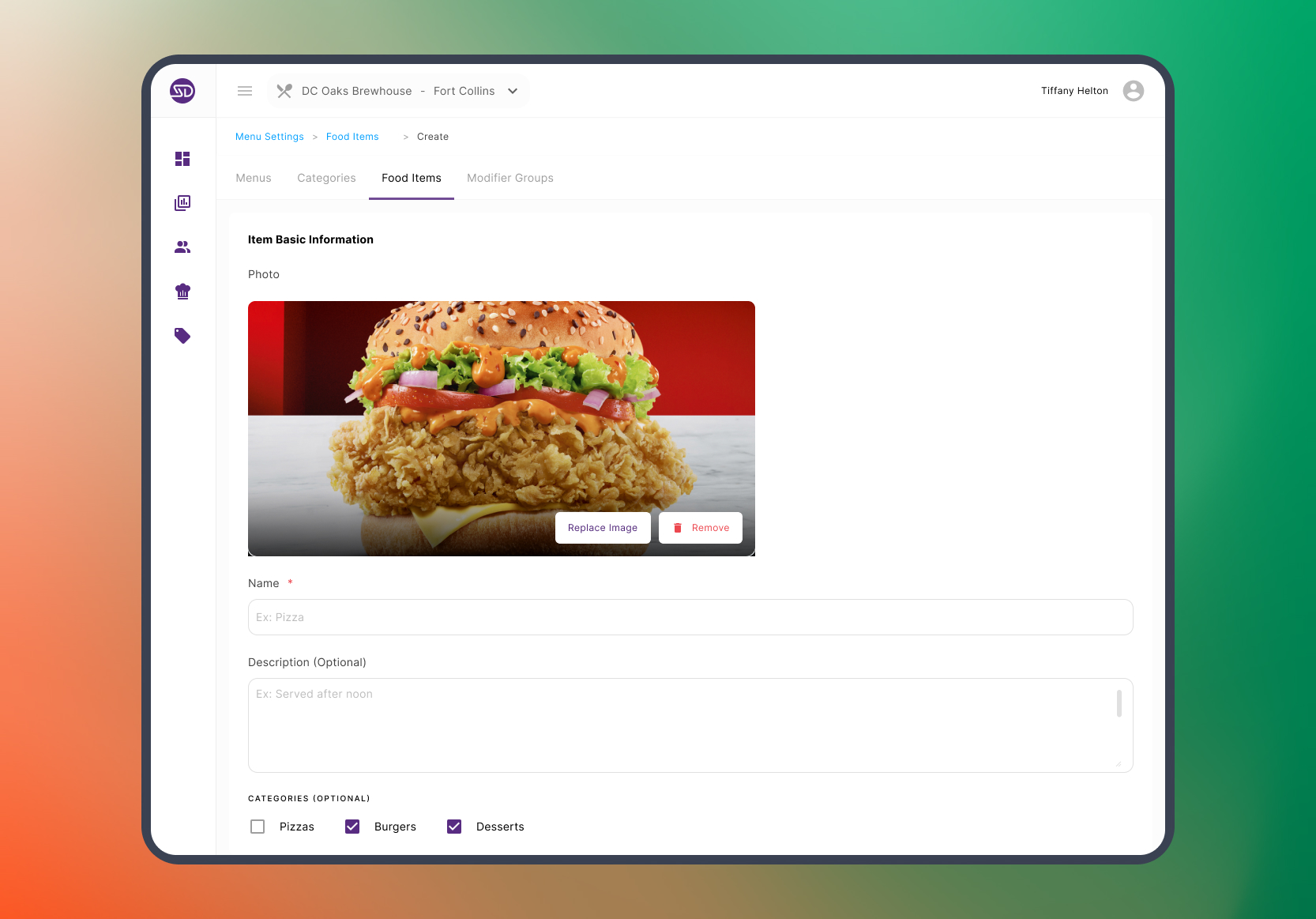 Smart Dining web dashboard showing reservations, menus, and operations